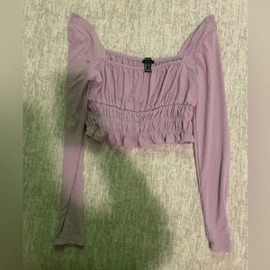 Purple Long Sleeve Crop Top